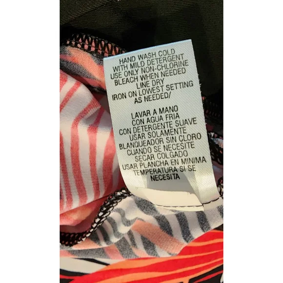 Sandra Darren 14P Petite Tropical Print Wrap Dress Pink Coral V-Neck Flutter - Picture 12 of 12